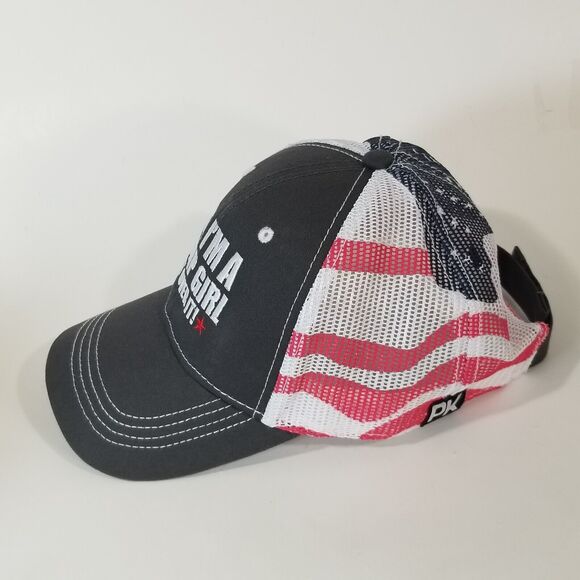 Trump Girl Cap Hat Embroidered Mesh Trucker Flag Red White Blue Adjustable NEW - Picture 2 of 6